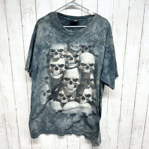 Vintage 2005 Skullbone Unisex 2XL 3D Skull Stacked Tie Dye Blue Y2K Men’s